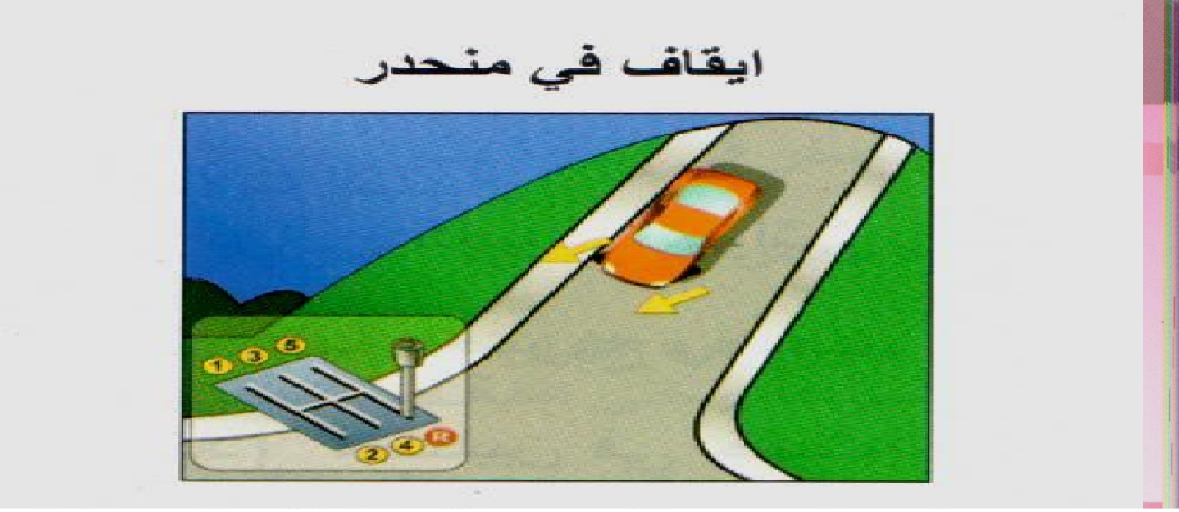 تامين المركبة في طريق منحدرة