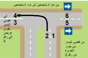 الى اليسار من شارع به جزيرة الى شارع باتجاهين